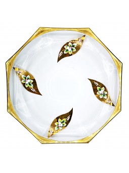 Glass plate with gold and...