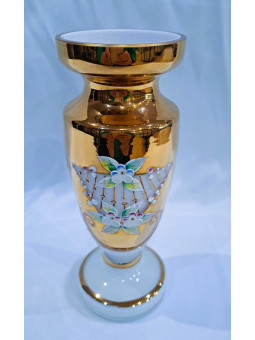 Glass opal vase with gold...