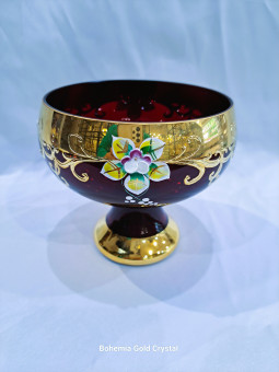 Glass garnet bowl with gold...
