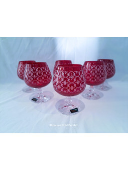 Red cognac glass with...