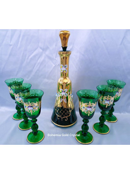 Green liqueur glass set 6+1...