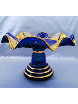 Blue wavy bowl with gold...