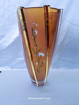 Hexagonal amber vase with...