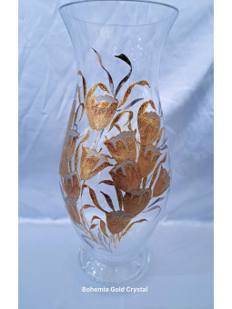 Clear vase with gold and...