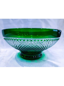 Green cut glass bowl 25 cm