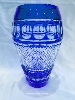 Modrá broušená váza 25,5 cm...