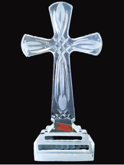 Skleněná broušený kříž 23 cm