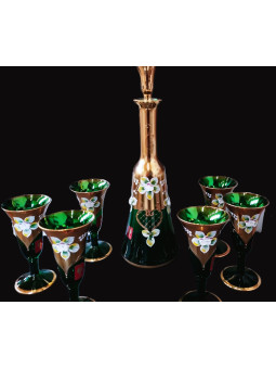 Gilded green liqueur glass...