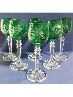 Green glasses for liqueur...