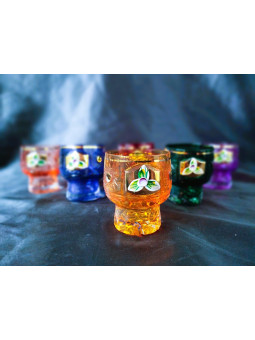 Cut colored liqueur glasses...