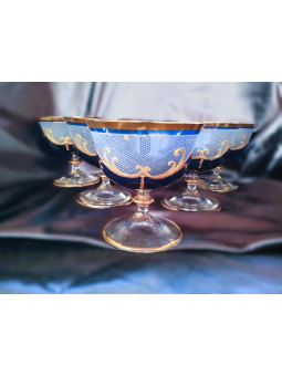 Blue ice cream cups with...