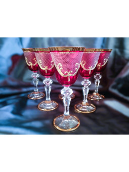 Red liqueur glasses with...